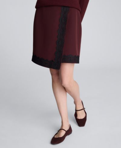Kenneth Cole Women's Lace Trim Asymmetric Wrap Skirt