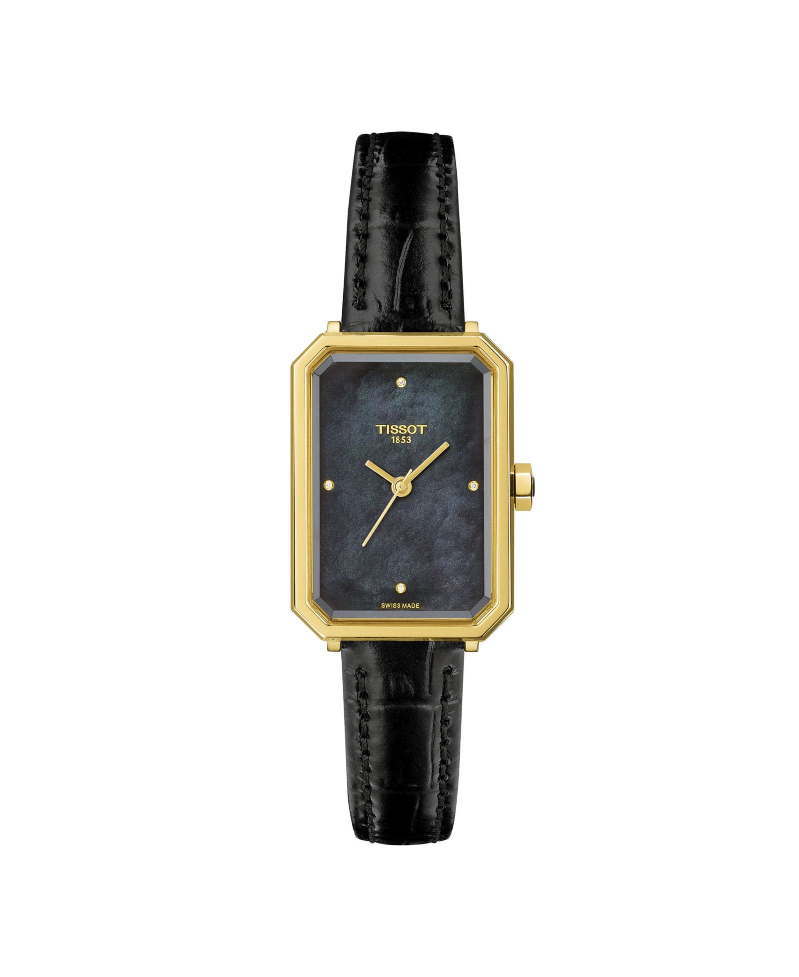 Женские часы Tissot Quartz Black Leather Strap, 21.80mm