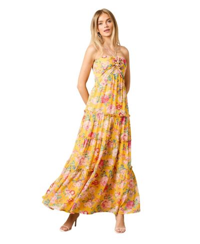 Oasis Women's Rosette Detail Halterneck Midi Dress
