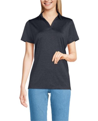 Поло Lands' End Women's Rapid Dry Short Sleeve Space Dye Sport Neck
