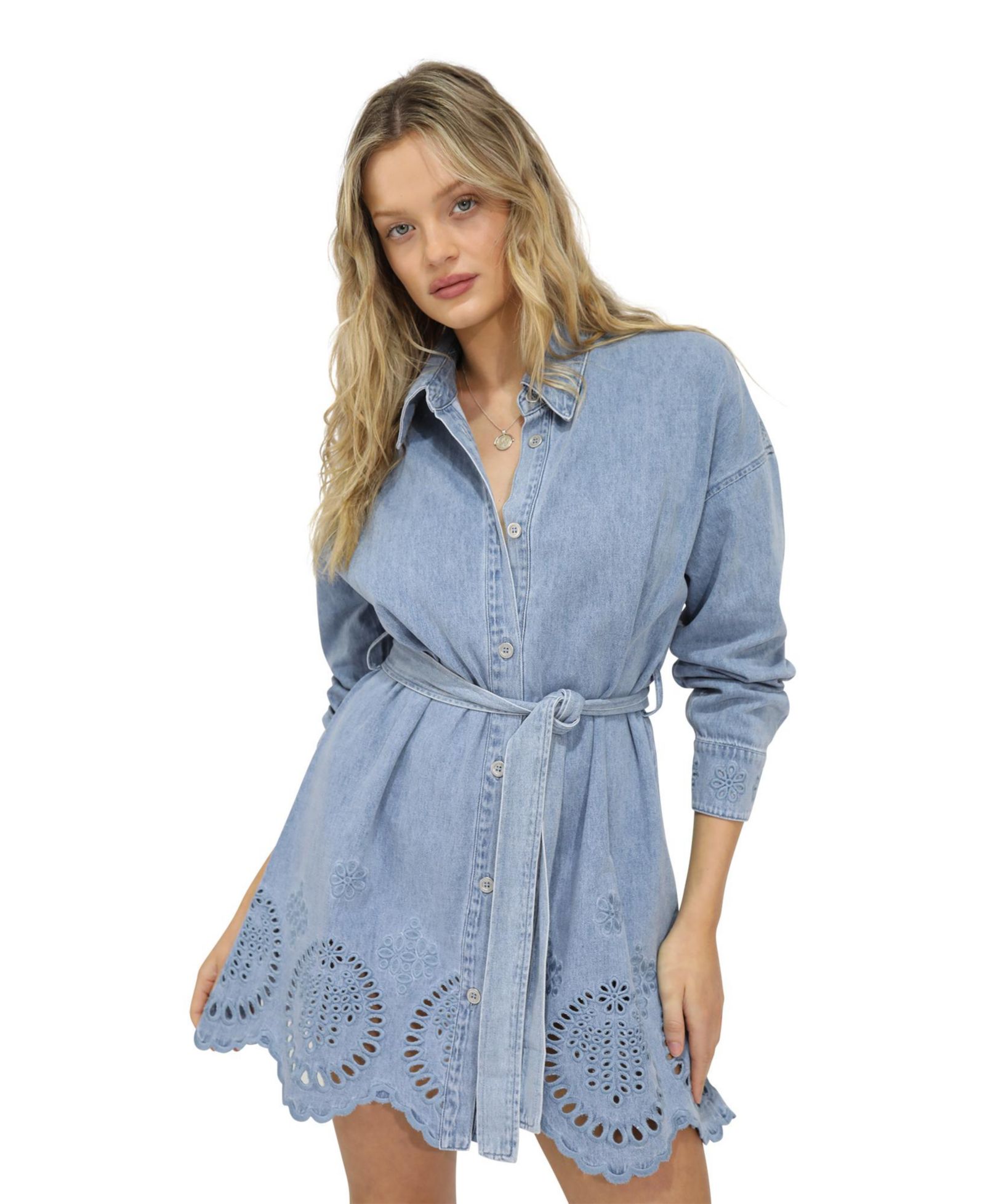 Belle & Bloom Женское мини-платье рубашка Denim Broderie Sunday Somewhere