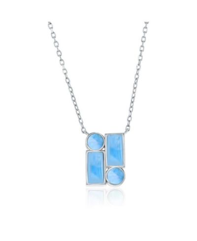 Sterling , Multi-Shaped Larimar Necklace