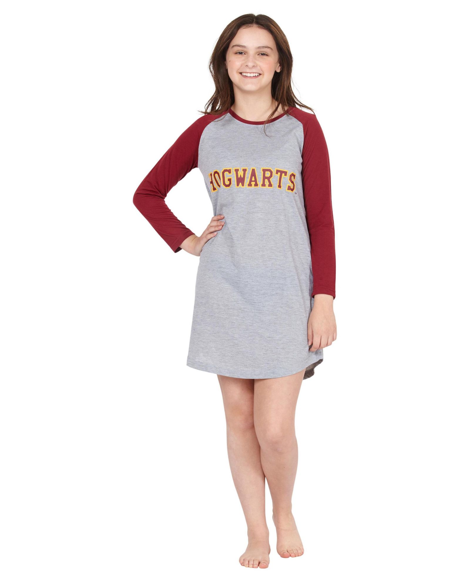 Детская ночная рубашка Harry Potter Hogwarts House Crest Varsity Raglan с длинным рукавом