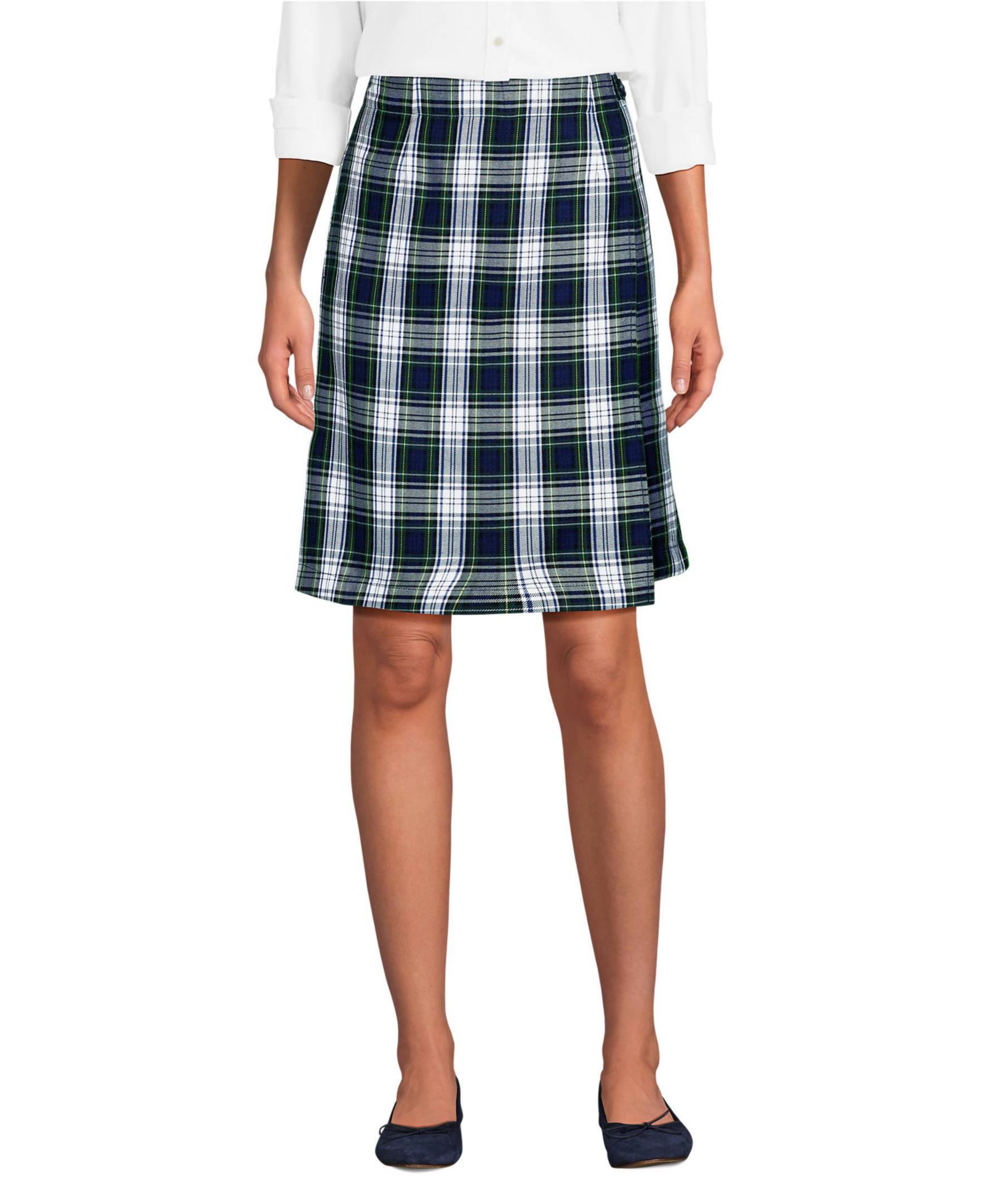 Lands' End Women's Plaid A Line Tab Skort Top of Knee