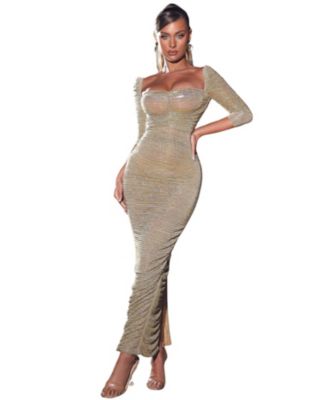 Женское макси-платье Miss Circle Sorrel Gold Ruched Chiffon