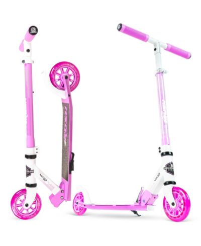 Folding Kick Scooter with Lights - Madd Gear Rush 125 - White Purple