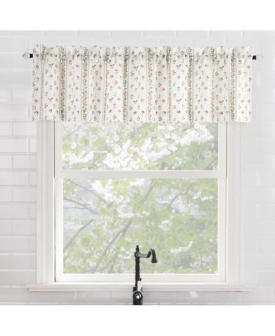 No. 918 Ridgewood Ditsy Floral Stripe Semi-Sheer Rod Pocket Kitchen Curtain Valance