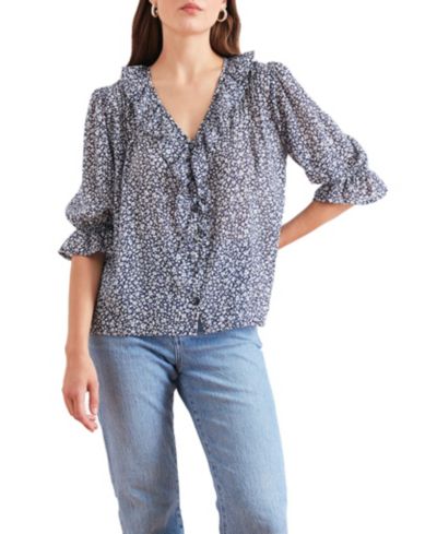 Paneros Clothing хлопковая рубашка Chloe в цвете Navy Vintage Bloom