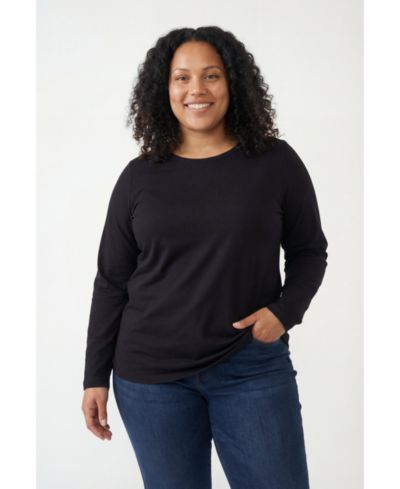Женская футболка Woman Within Plus Size Perfect Long-Sleeve Crewneck Tee