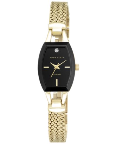 Женские наручные часы Anne Klein Black Gold-Tone Mesh, 19mm AK-2184BKGB