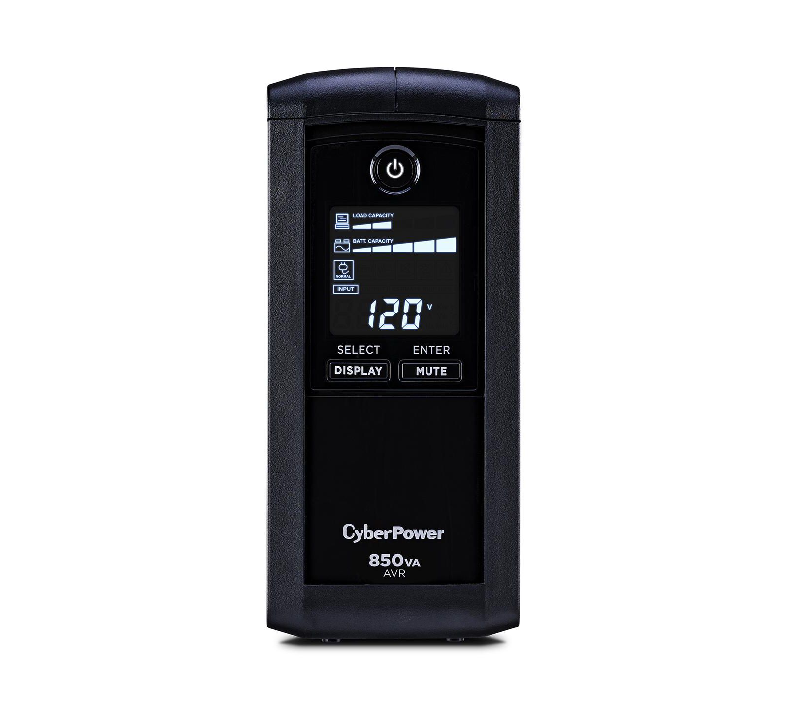 ИБП CyberPower CP850AVRLCD, интеллектуальная серия с LCD, 850VA / 510W, 9 розеток, USB и Serial порты