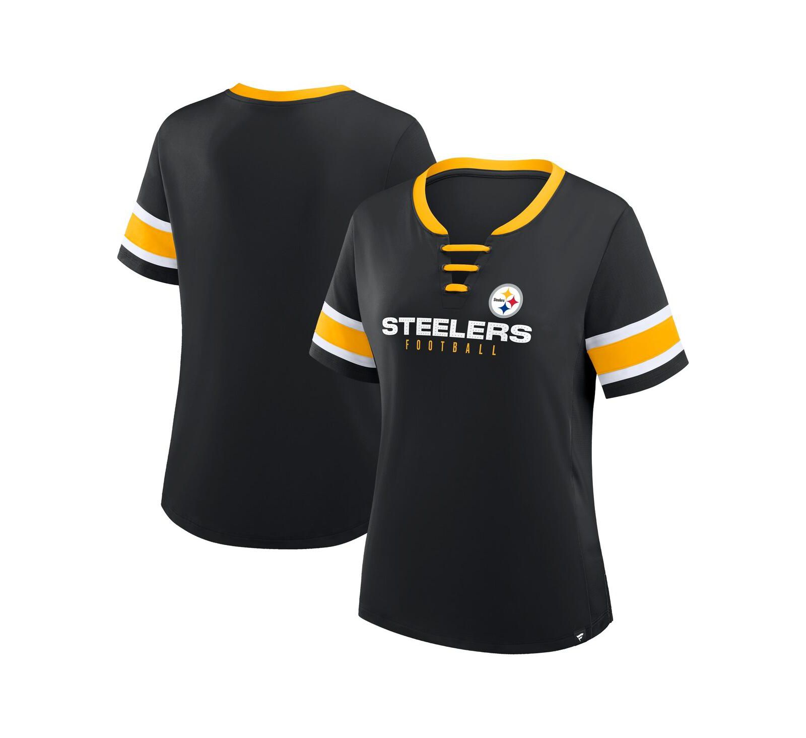 Женская футболка Fanatics Pittsburgh Steelers Redzone, черная, с кружевной отделкой