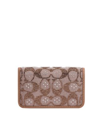 Картхолдер Slim из жаккардовой ткани с кристаллами и фирменным узором COACH Essential