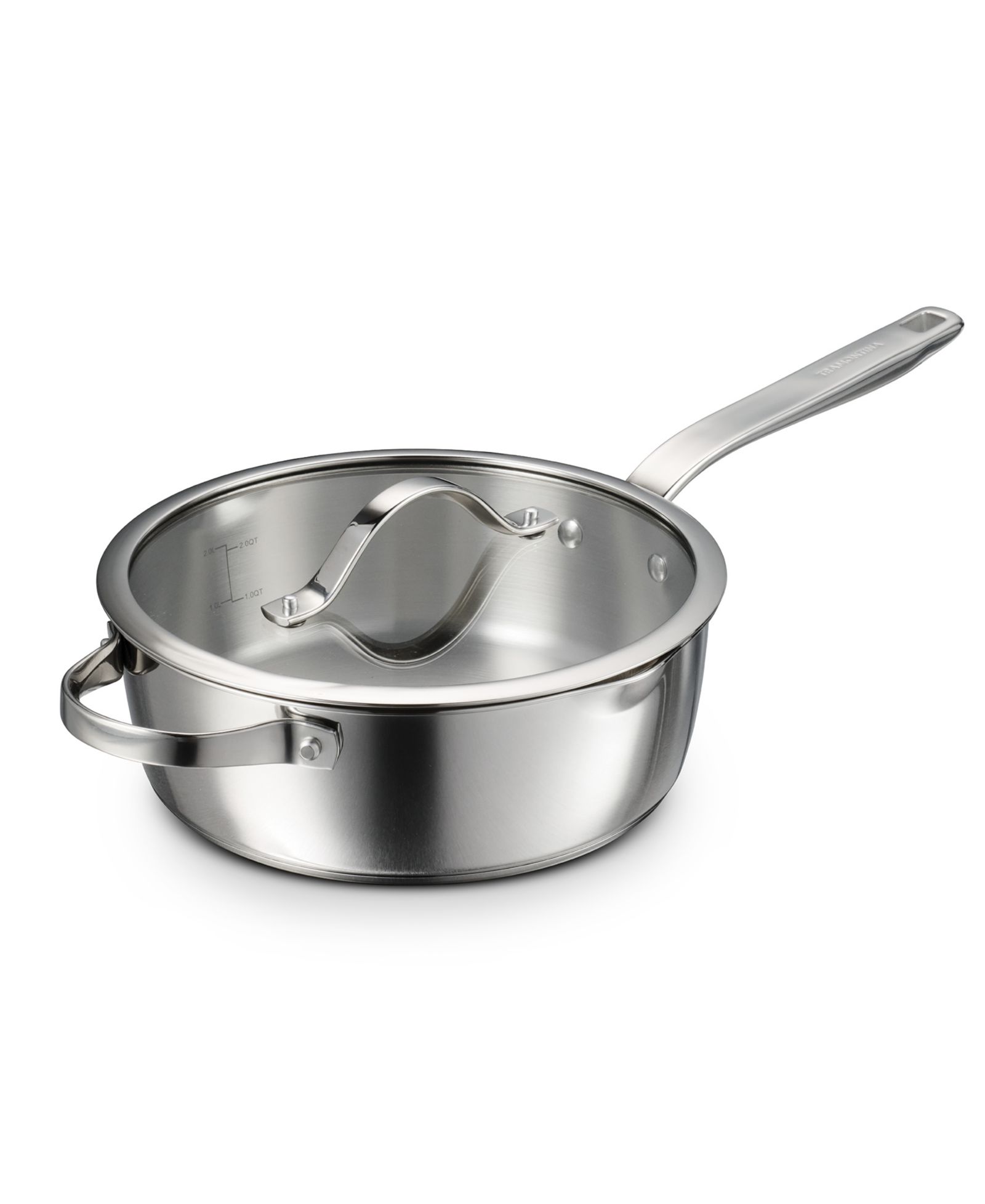 Tramontina Tempo Tri-Ply Base Stainless Steel 3.5-Quart Sauté Pan with Glass Lid
