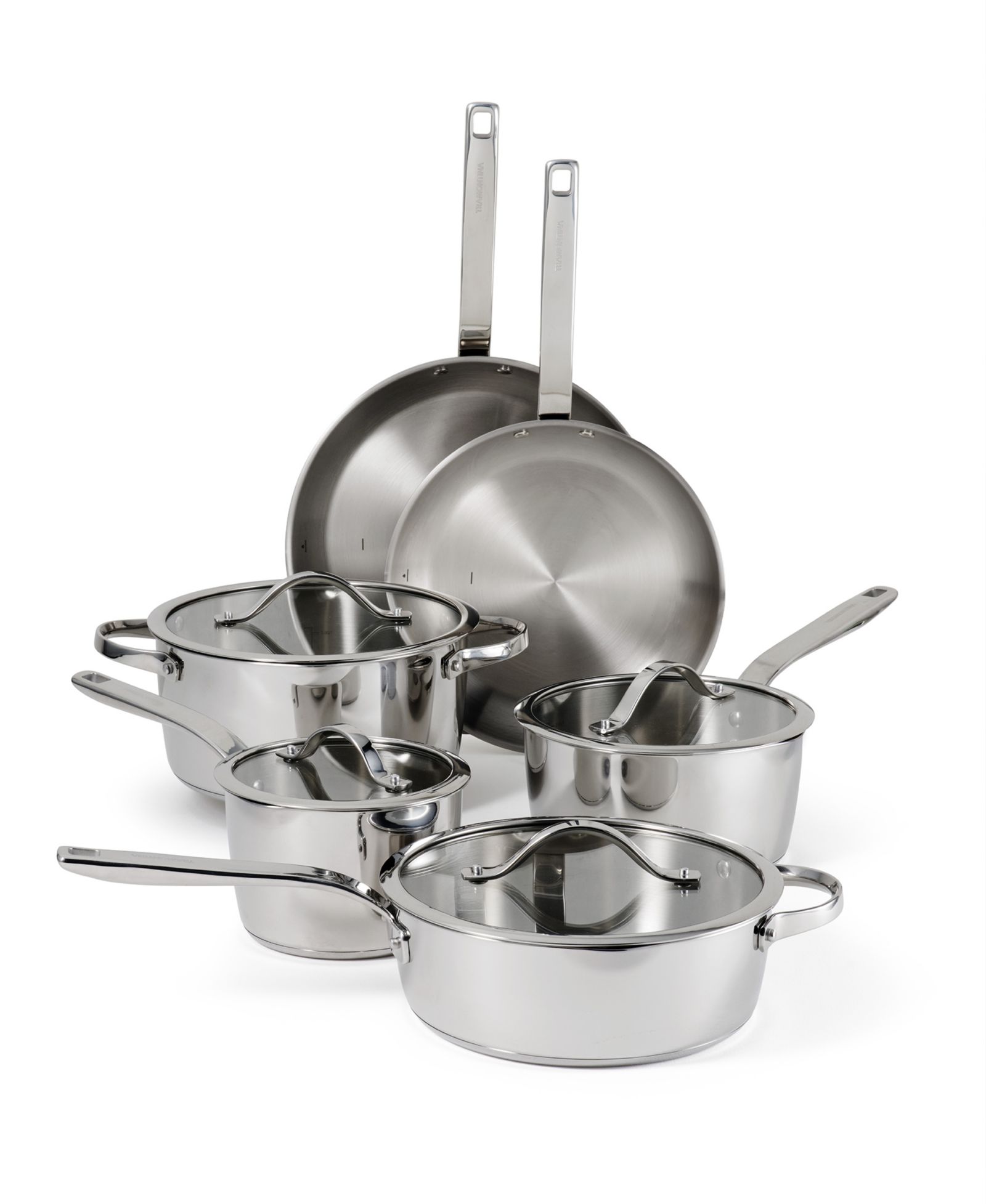 Набор кухонной посуды Tramontina Tempo Tri-Ply Base Stainless Steel, 10-Pc. с Glass Lids