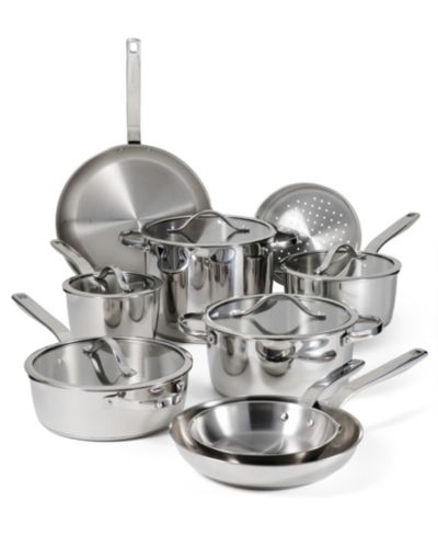 Tramontina Tempo Tri-Ply Base Stainless Steel 14-Pc. Cookware Set with Glass Lids