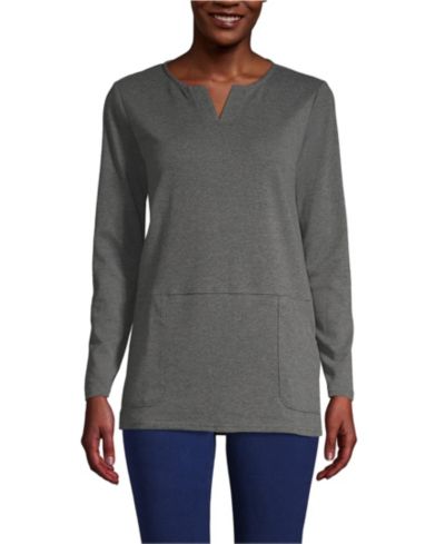 Lands' End Women's Cotton Polyester Long Sleeve Tunic with Pockets