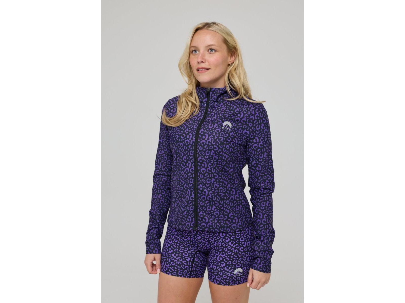 OOSC Women's Infinite Cropped Zipped Jacket - Purple Leopard
