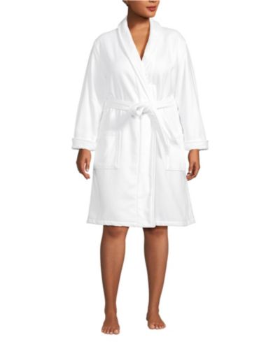 Lands' End Women's Plus Size Cotton Terry Knee Length Spa Bath Robe