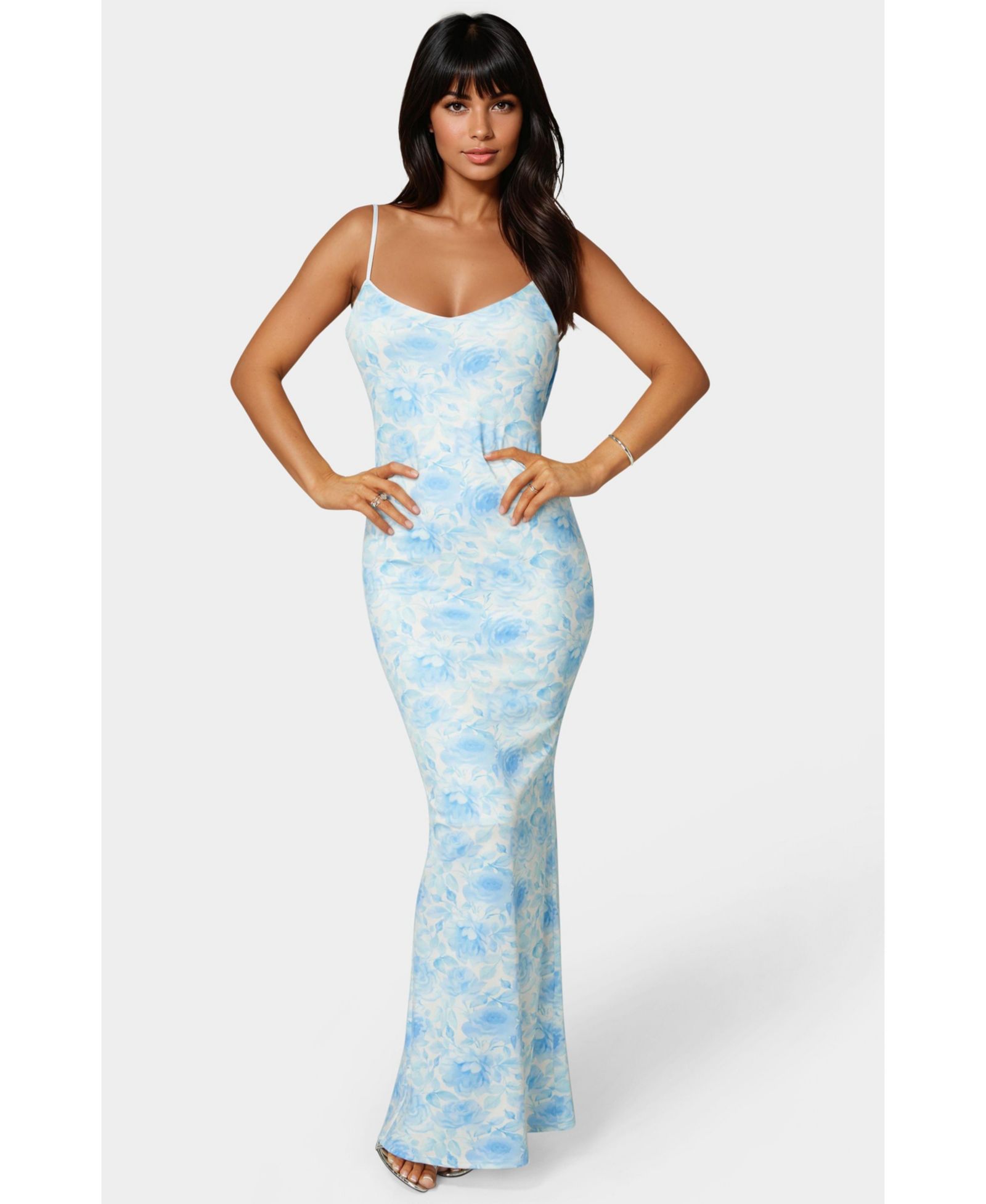 Bebe Women's Backless Lace Inset Maxi Dress