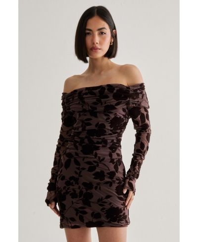 Nasty Gal Женский Floral Devore Ruched Mini Dress