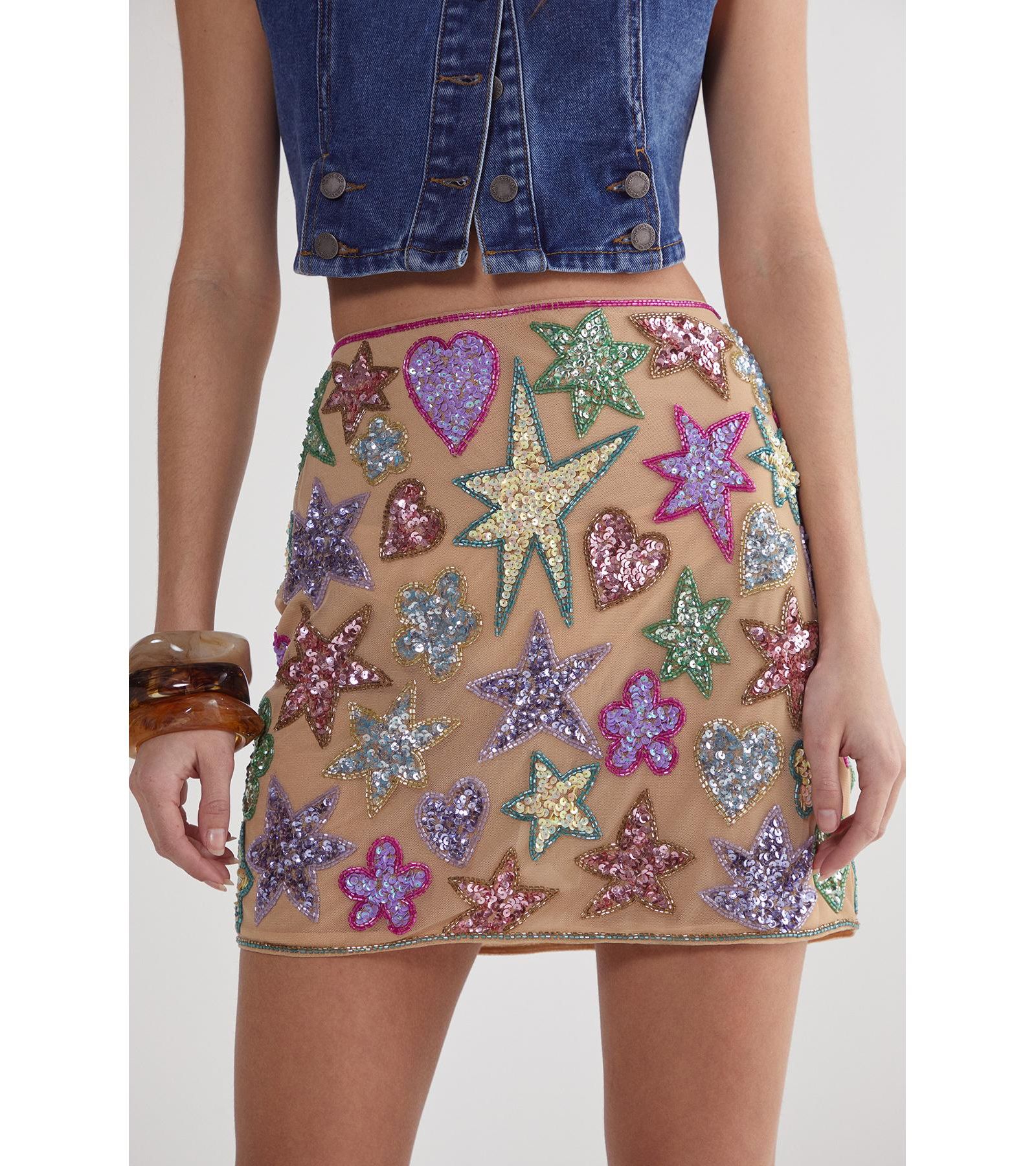 Nasty Gal Women's Hand Embellished Sequin Mini Skirt