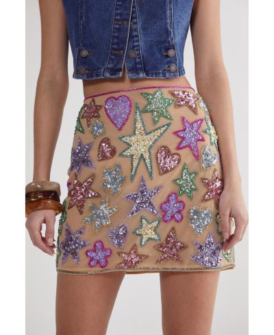 Nasty Gal Women's Hand Embellished Sequin Mini Skirt