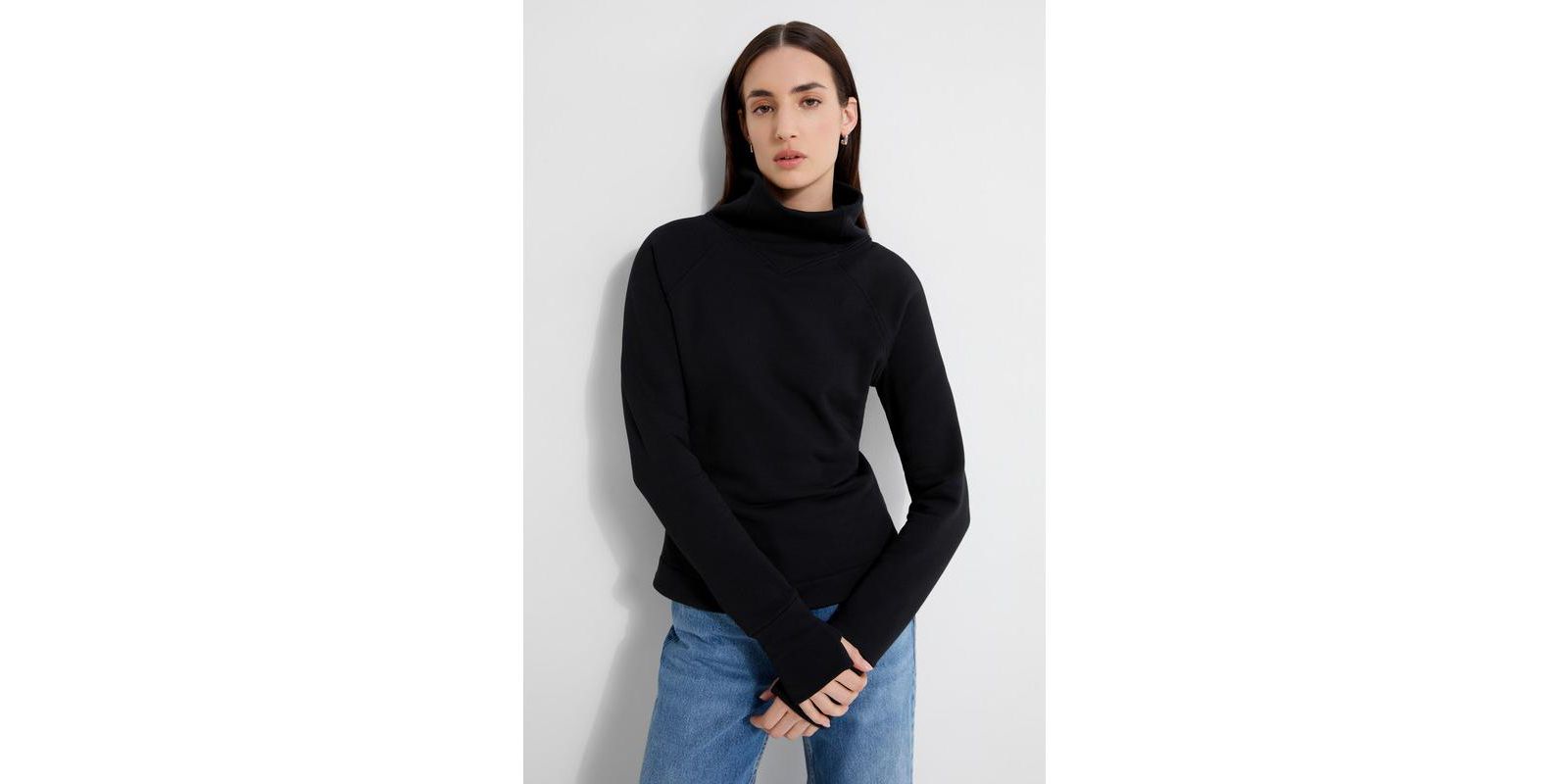 Marcella Women's Washington High V-Collar Long-Sleeve Relaxed Sweatshirt with Thumbholes