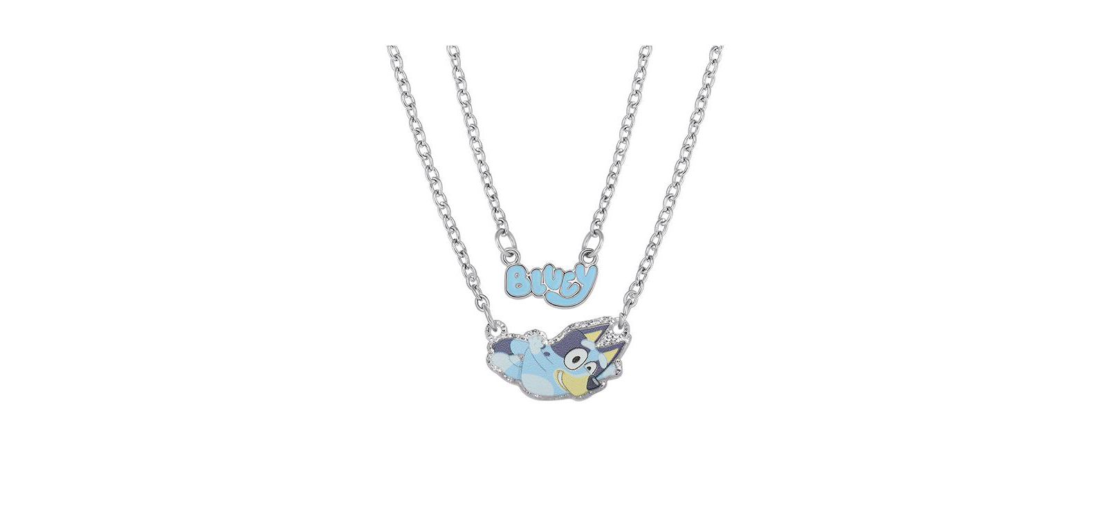 Bluey Double Layer Pendant Necklace with Bluey Nameplate and Character Charm