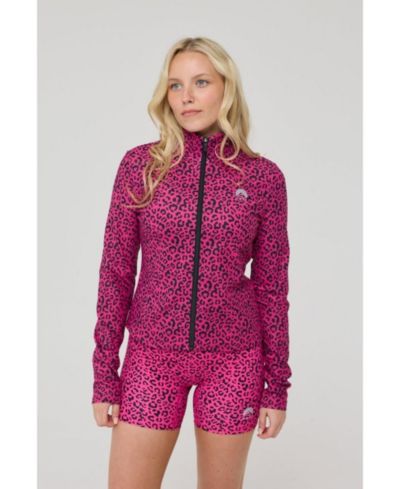 OOSC Женская укороченная куртка на молнии, Pink Leopard
