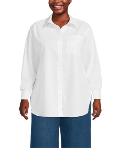 Туника Lands' End Plus Size Oversized No Iron с воротником Statement