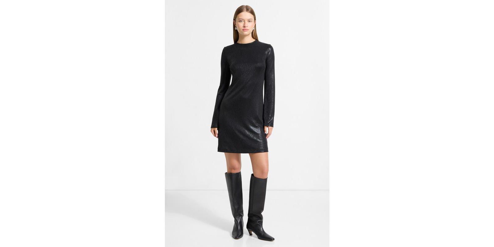 Marcella Women's Adya Metallic Flared Long-Sleeve Mini Dress