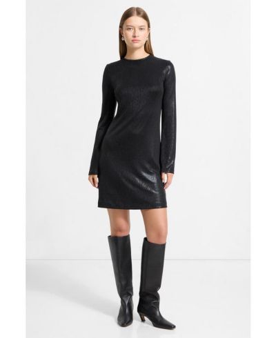 Marcella Women's Adya Metallic Flared Long-Sleeve Mini Dress