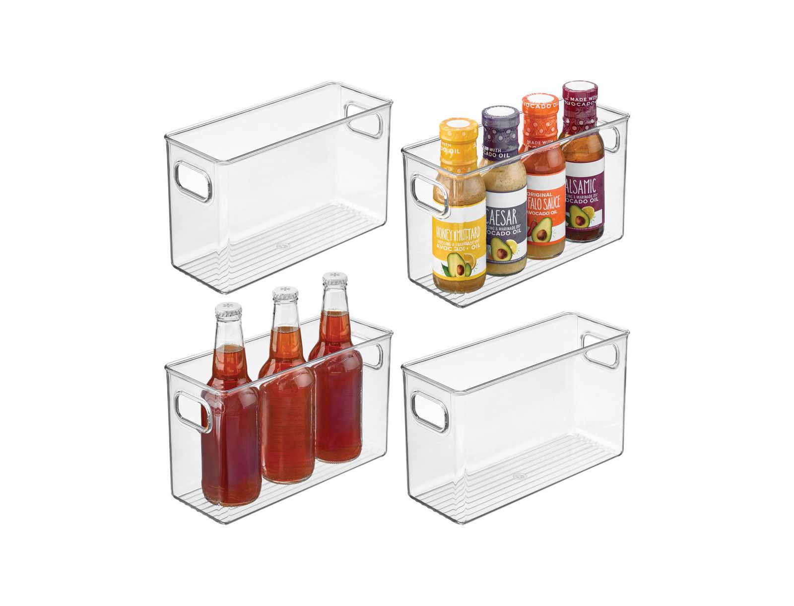 iDesign Set of 4 Pantry Storage Bins with Handles - Clear
