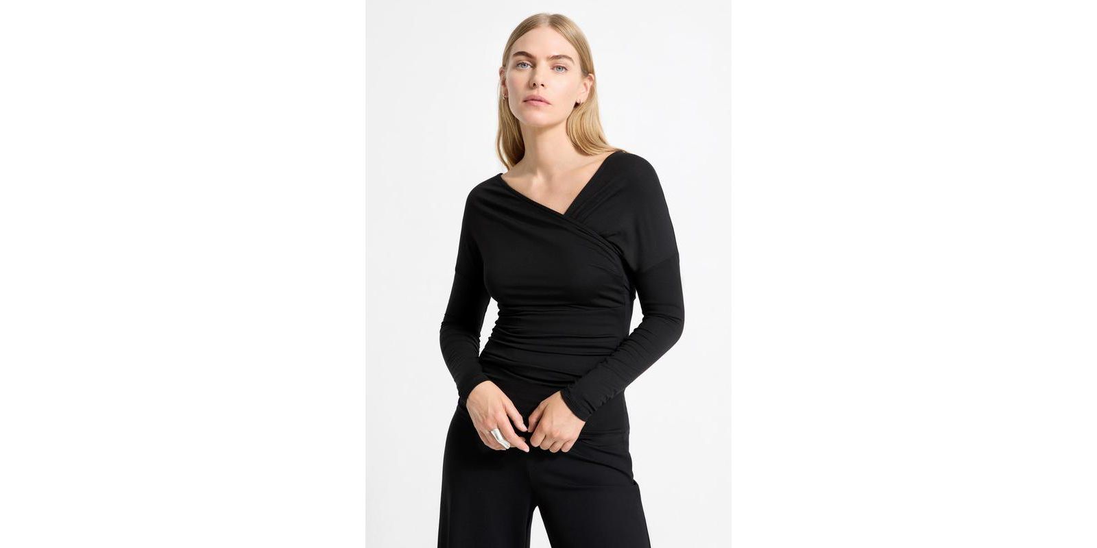 Marcella Women's Jisoo V-Neck Ruched-Side Convertible Jersey Top