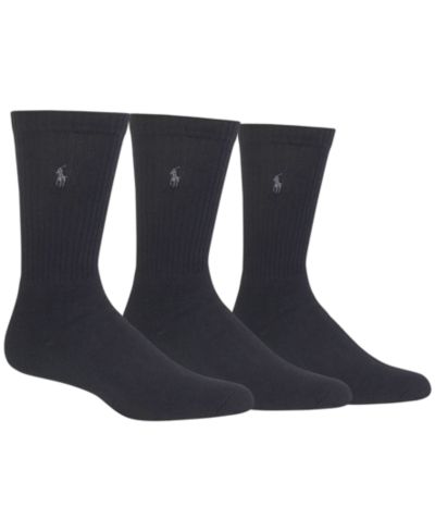 Polo Ralph Lauren Men's Ribbed Cushion Foot Crew Socks, 3-Pack