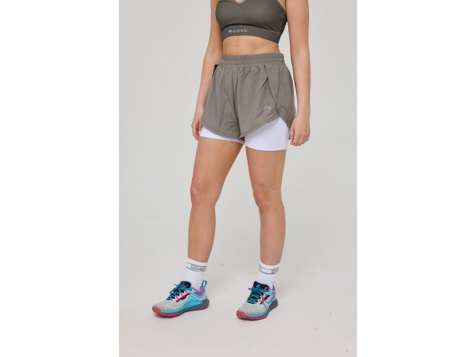 OOSC шорты для бега Women's Elite 2 in 1 - Khaki
