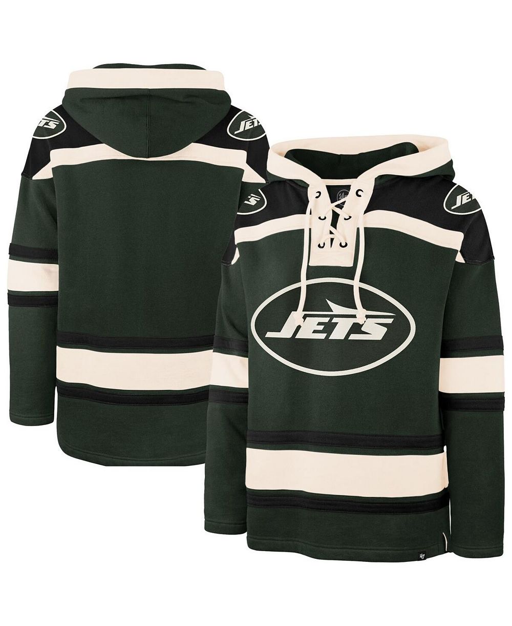 Мужское худи с капюшоном «47 Brand» цвета «темно-зеленый» с принтом «New York Jets Superior Lacer»