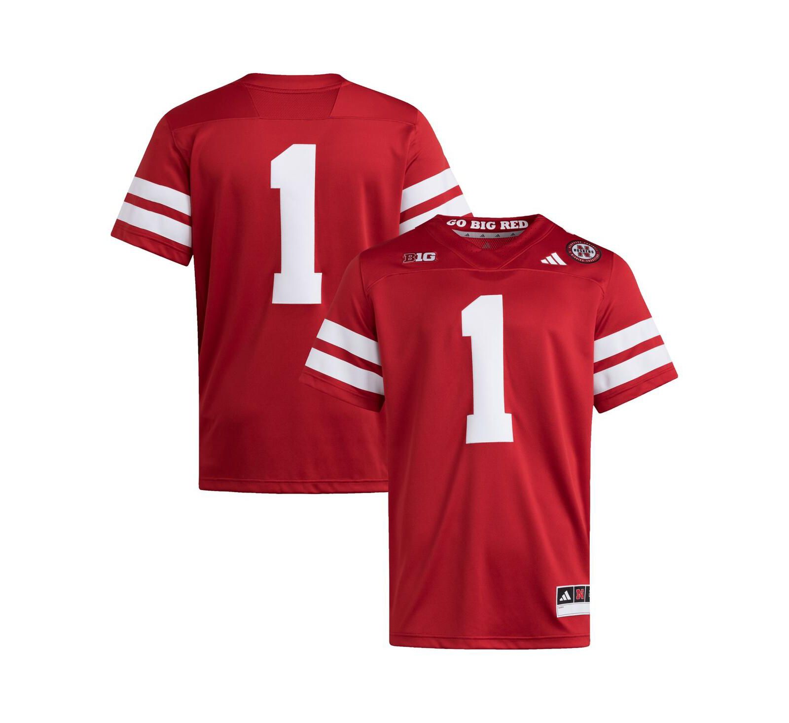 Adidas Мужская джерси Nebraska Huskers Premier, алый цвет, размер 1
