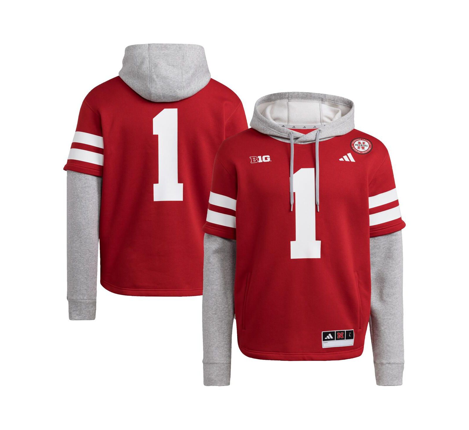 Adidas Men's Red Nebraska Huskers Jersey Pullover Hoodie