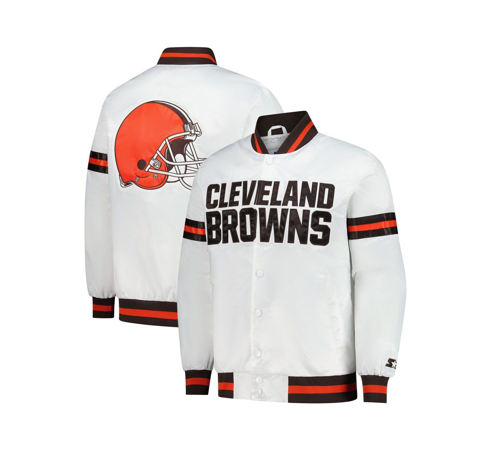 Starter Men's White Cleveland Browns Scout Full-Snap Varsity Jacket