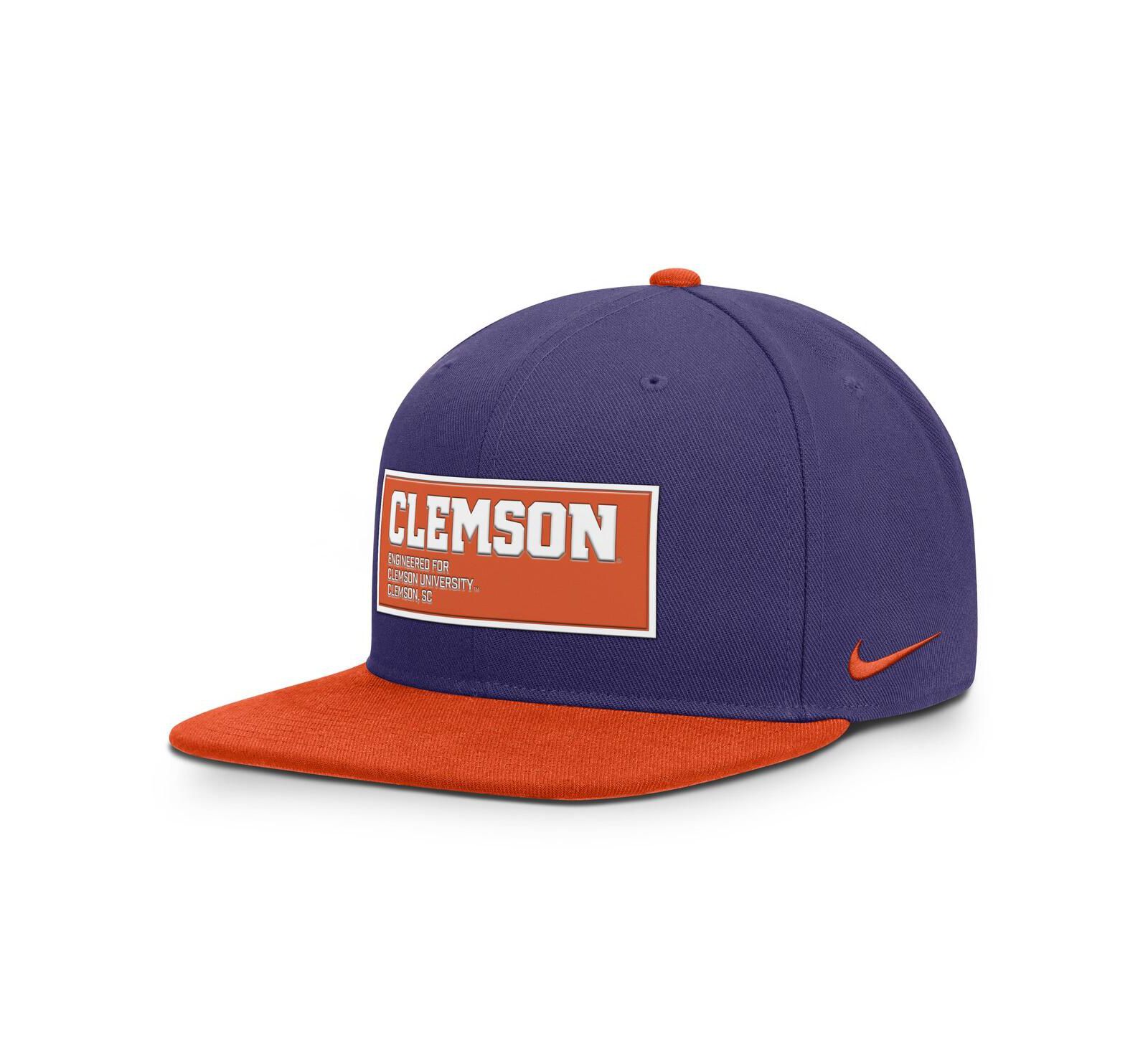 Nike Мужская кепка Clemson Tigers 2025 On-Field Patch Pro Dri-FIT Snapback Purple/Orange