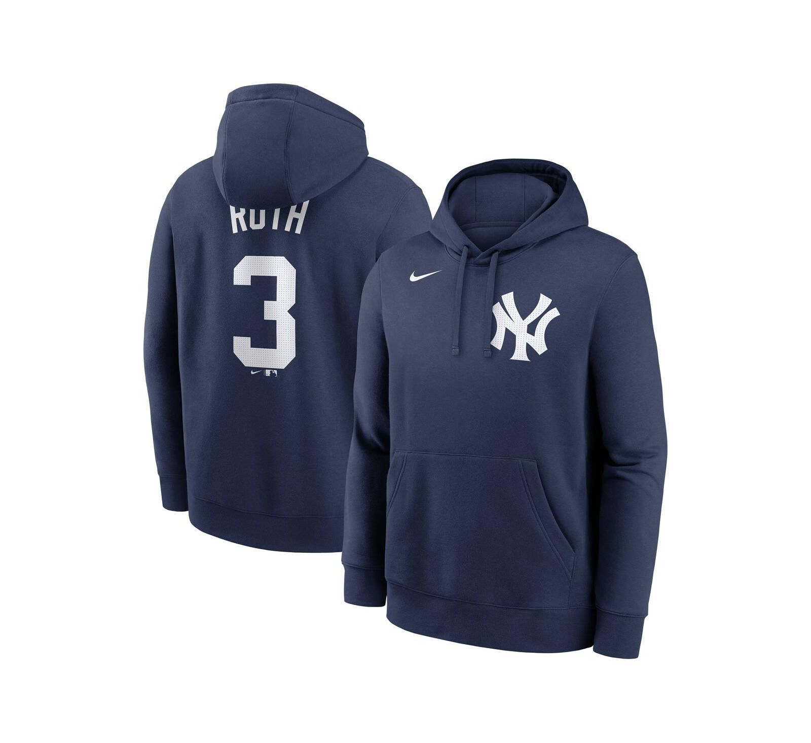 Nike Men's Babe Ruth Navy New York Yankees Retired Player Name & Number Club Pullover Hoodie
