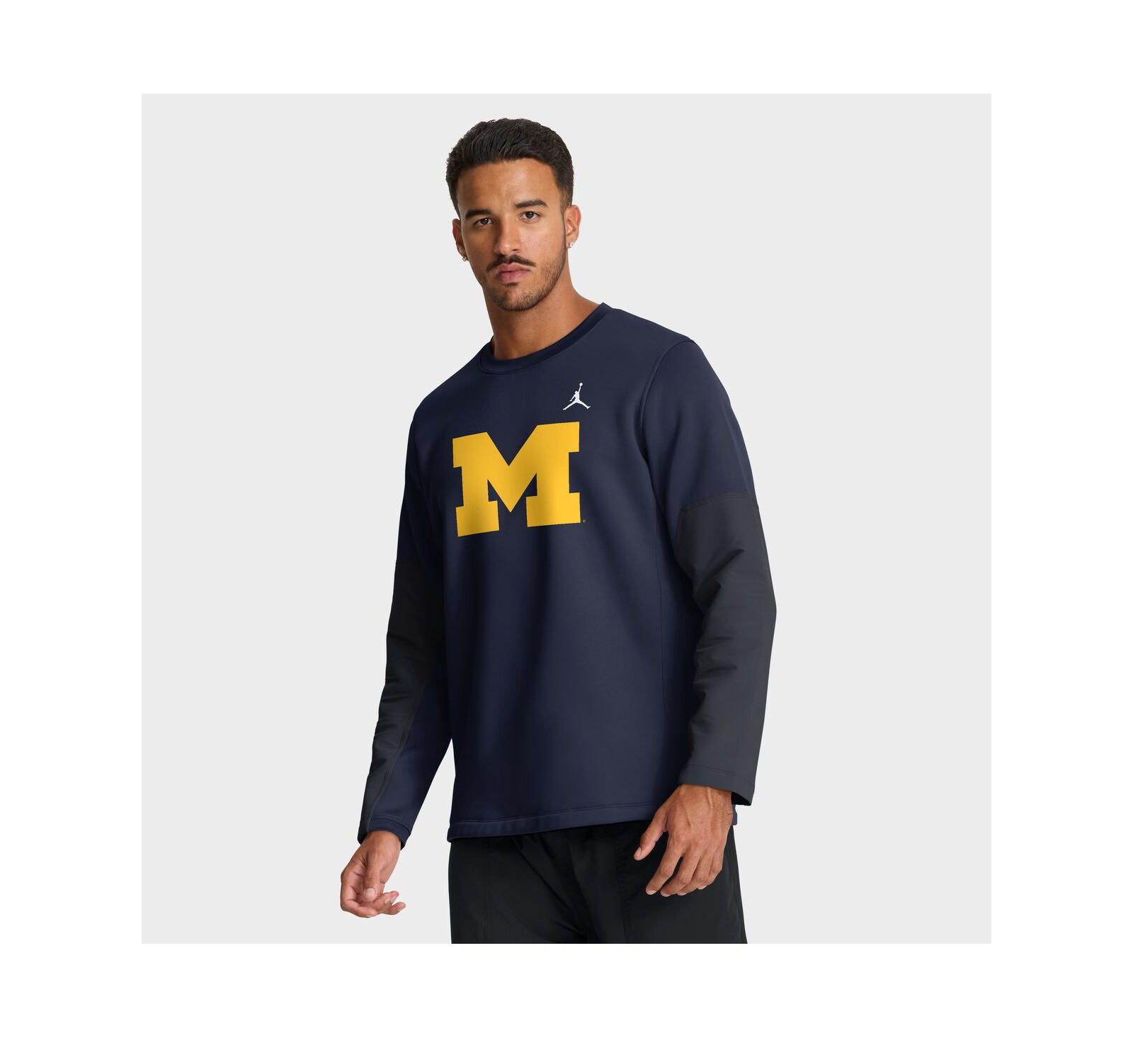 Jordan Men's Navy Michigan Wolverines 2025 Sideline Coach Performance Long Sleeve T-Shirt
