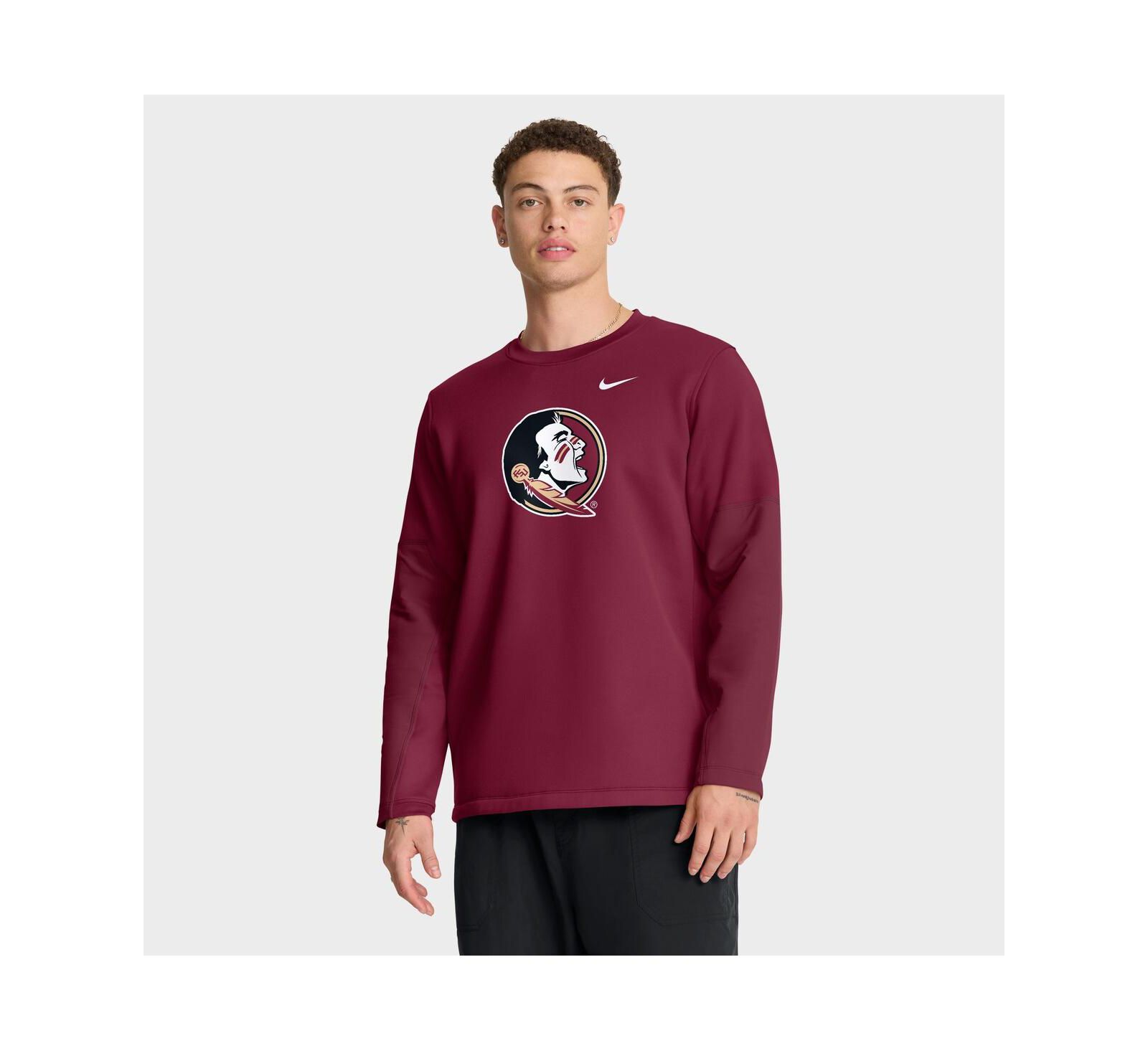Nike Men's Garnet Florida State Seminoles 2025 Sideline Coach Performance Long Sleeve T-Shirt
