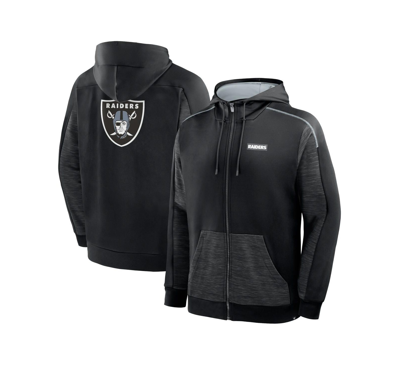Мужское худи Fanatics Black Las Vegas Raiders Checkdown Pass Full-Zip