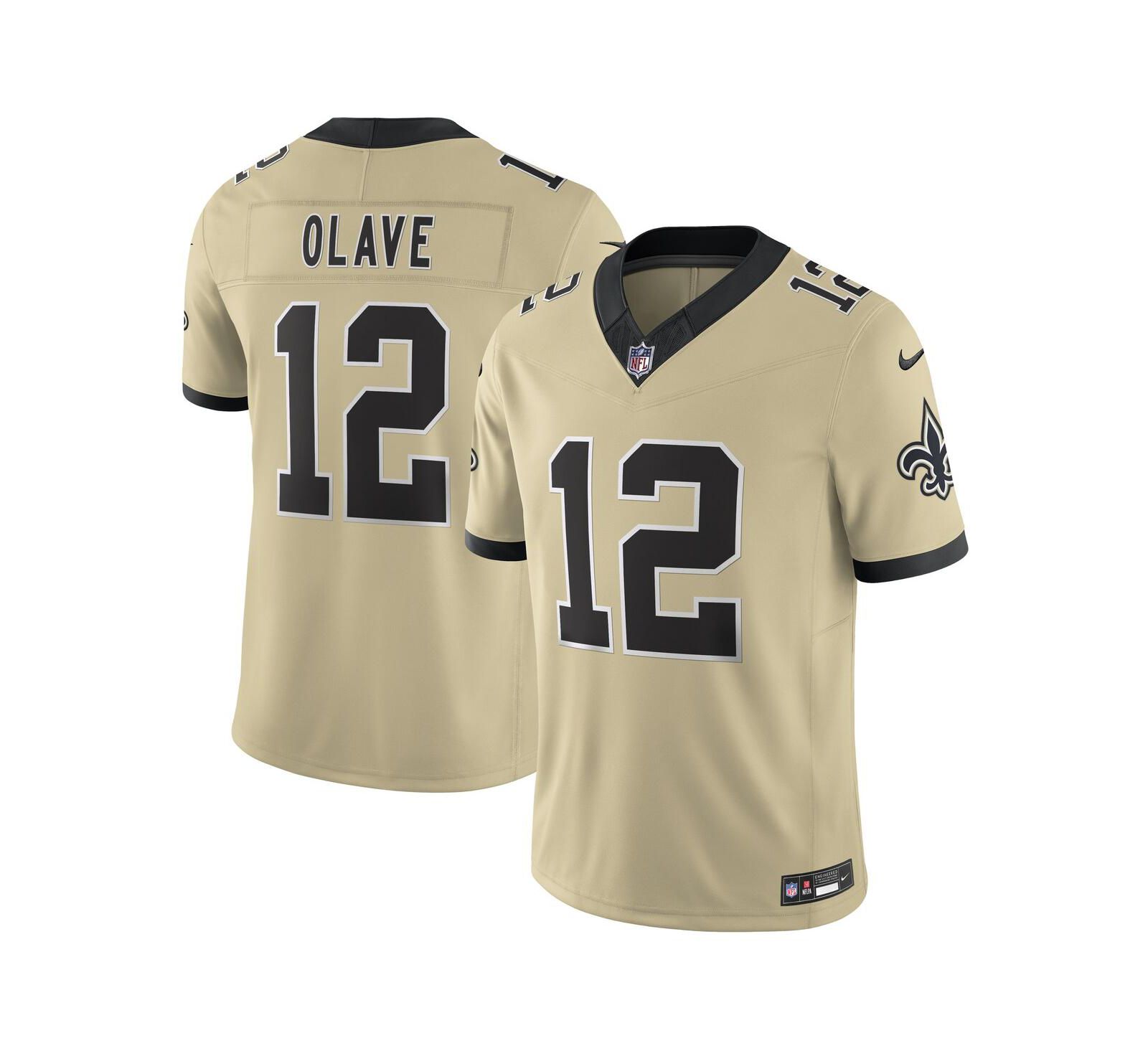 Nike Мужская джерси Chris Olave Gold New Orleans Saints Gameday Golds Alternate Vapor F.U.S.E. Limited