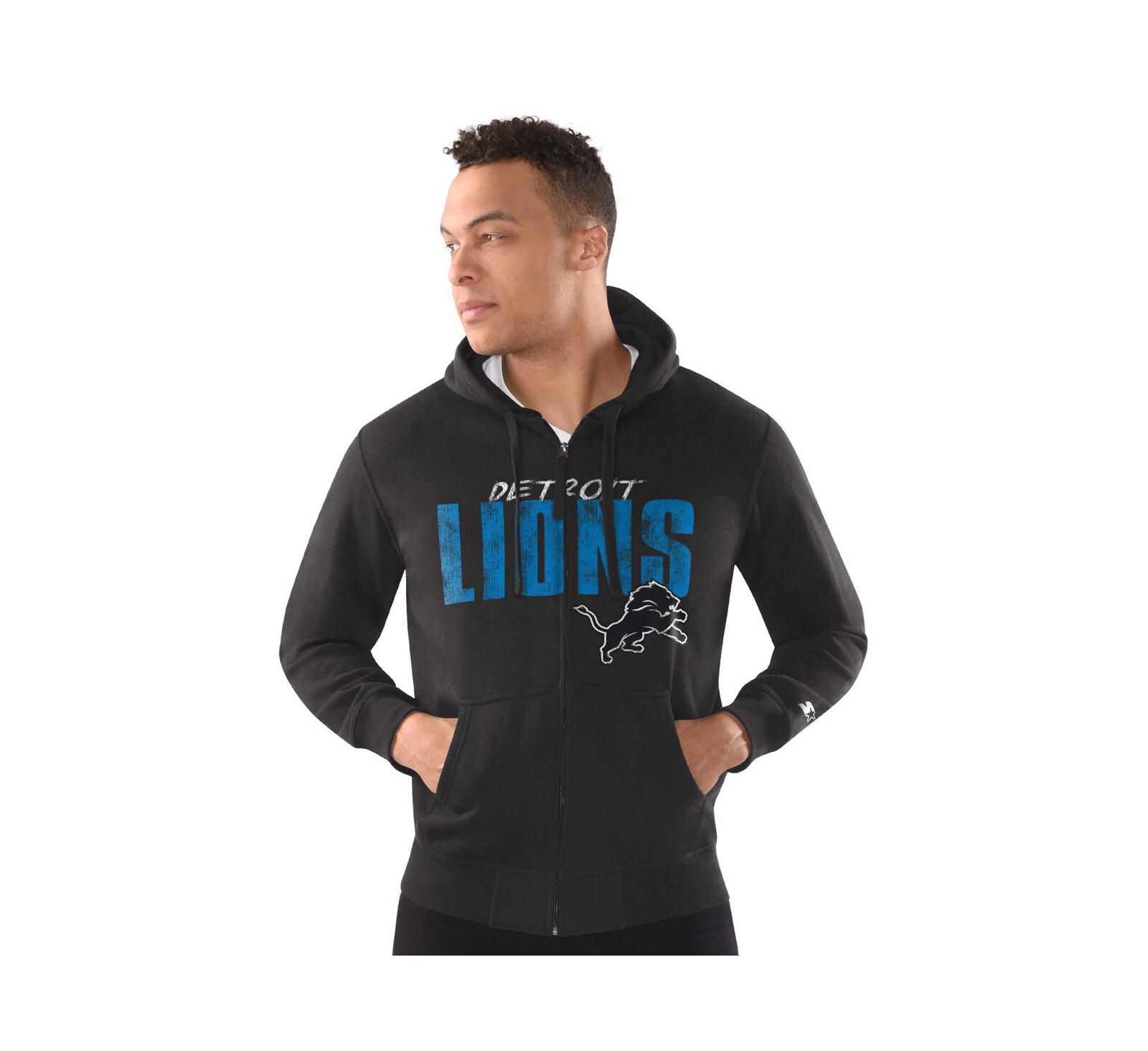 Starter Мужское худи Detroit Lions Distressed Classic Full-Zip Black