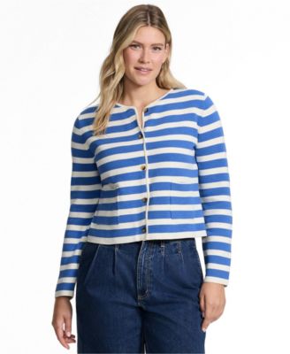Muted cobalt/ivory stripe