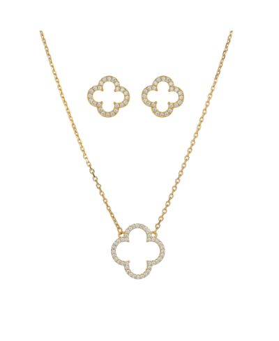 Bearfruit Набор из ожерелья и сережек Aria Clover с напылением Sterling Plated